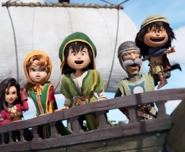 Dragon Quest VII Reimagined Screenshot of the cast on a boat looking hopeful
