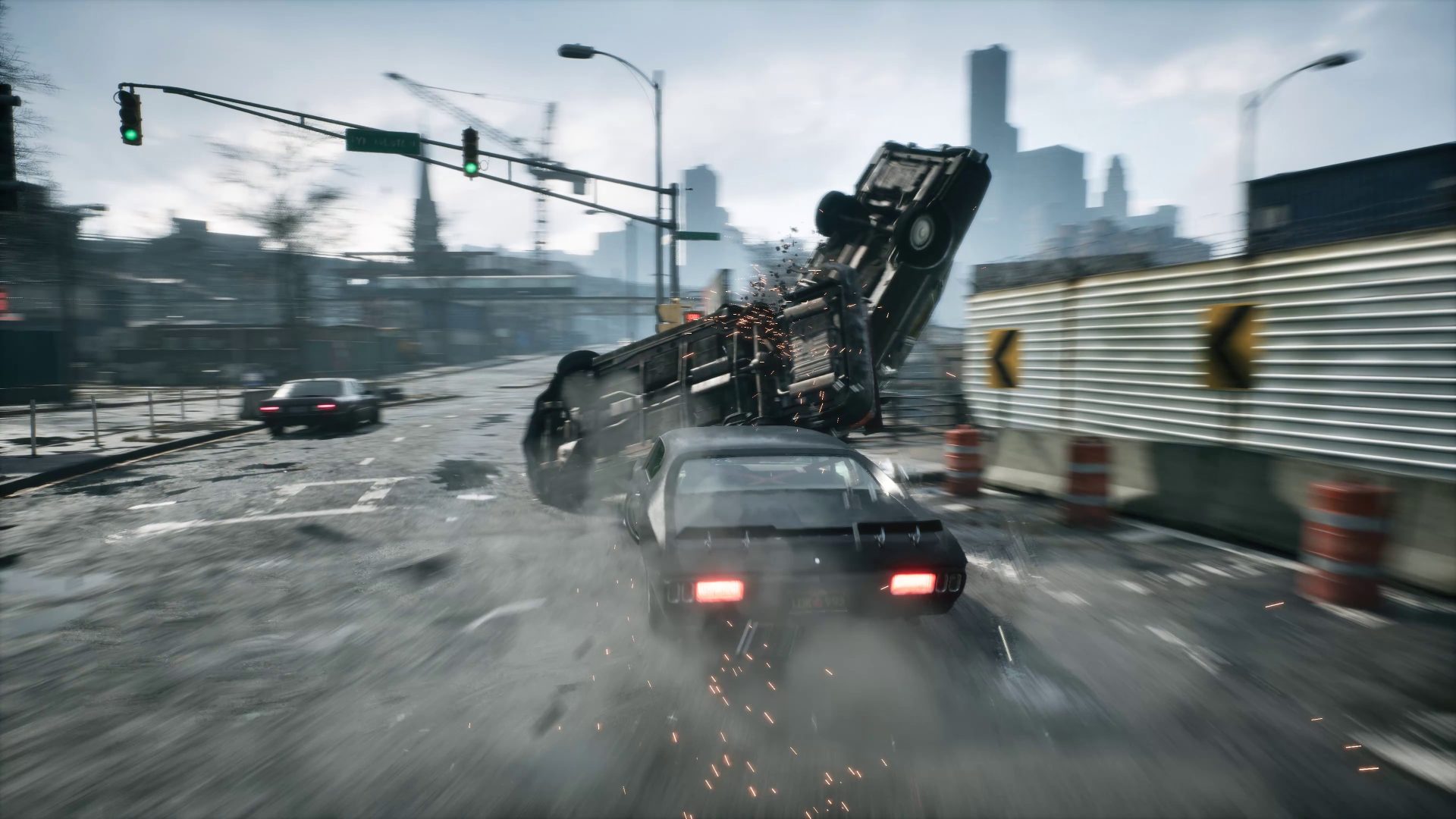 “I’ve Never Experienced Such a Desperate, Cowardly, Confused State of the Business” Says Just Cause Creator A car chase scene from the game Samson: A Tyndalston Story shows a dark sports car causing a van to flip over on a city street, with sparks