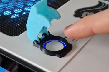 I designed a fighter jet style power button guard for my PC