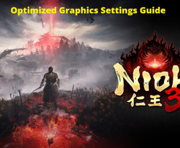 A character with a sword stands in a misty landscape with a red vortex in 'Nioh 3', accompanied by the text 'Optimized
