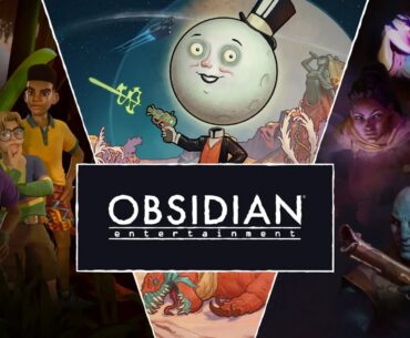 A collage of characters from Obsidian Entertainment games with the 'Obsidian entertainment' logo in the center.