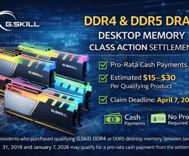 G.Skill DDR4/DDR5 RAM Settlement - $2.4M Fund, No Proof Needed for Up to 5 Sticks, Claim by April 7 2026