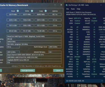 Overclocked laptop memory DDR5 2x16GB on SODIMM to DIMM adapter