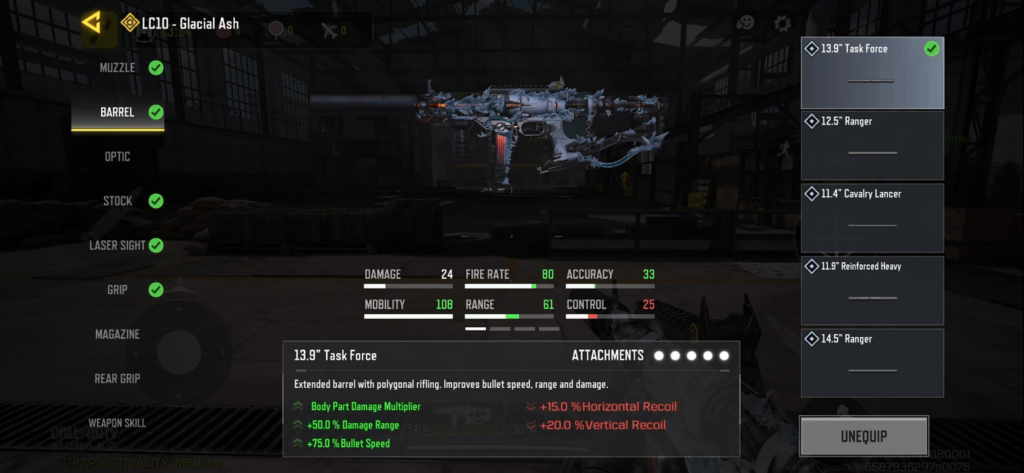 LC-10’s bullet speed with Task Force barrel is bugged as it doesn’t increase the bullet speed by 75% as stated. [PLEASE READ THE DESCRIPTION]