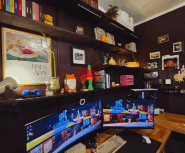 v4 - ft. new monitors, track shelving, and paint