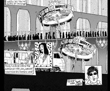 5:55 PM, Sunday, September 7, 2025. Time in Babylon District, Modern Mesopotamia.
This is a panel from my original graphic novel, Secret Society.