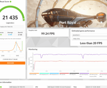 New PB in 3DMark Port Royal for the 7900 XTX (showing other bench scores as well)