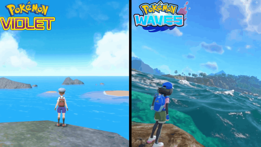 Graphics comparison: Pokémon Violet (Gen 9) vs Pokémon Waves (Gen 10)