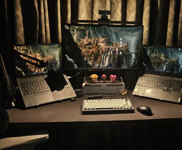 A few cheap components (did cable management today) - with a voltage stabilizer and kvm