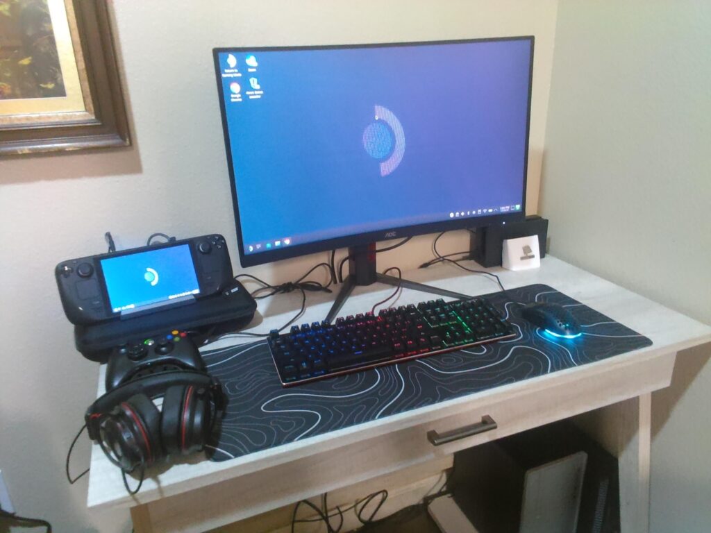 here is my average setup(ignore cables I've cleaned them up).