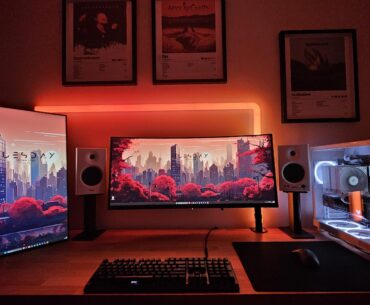 Cozy battlestation at night
