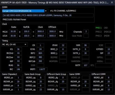 Corsair vengeance cl36 6000, Samsung “P-die?”