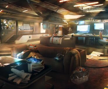 Regarding indoor artworks in the cyberpunk world