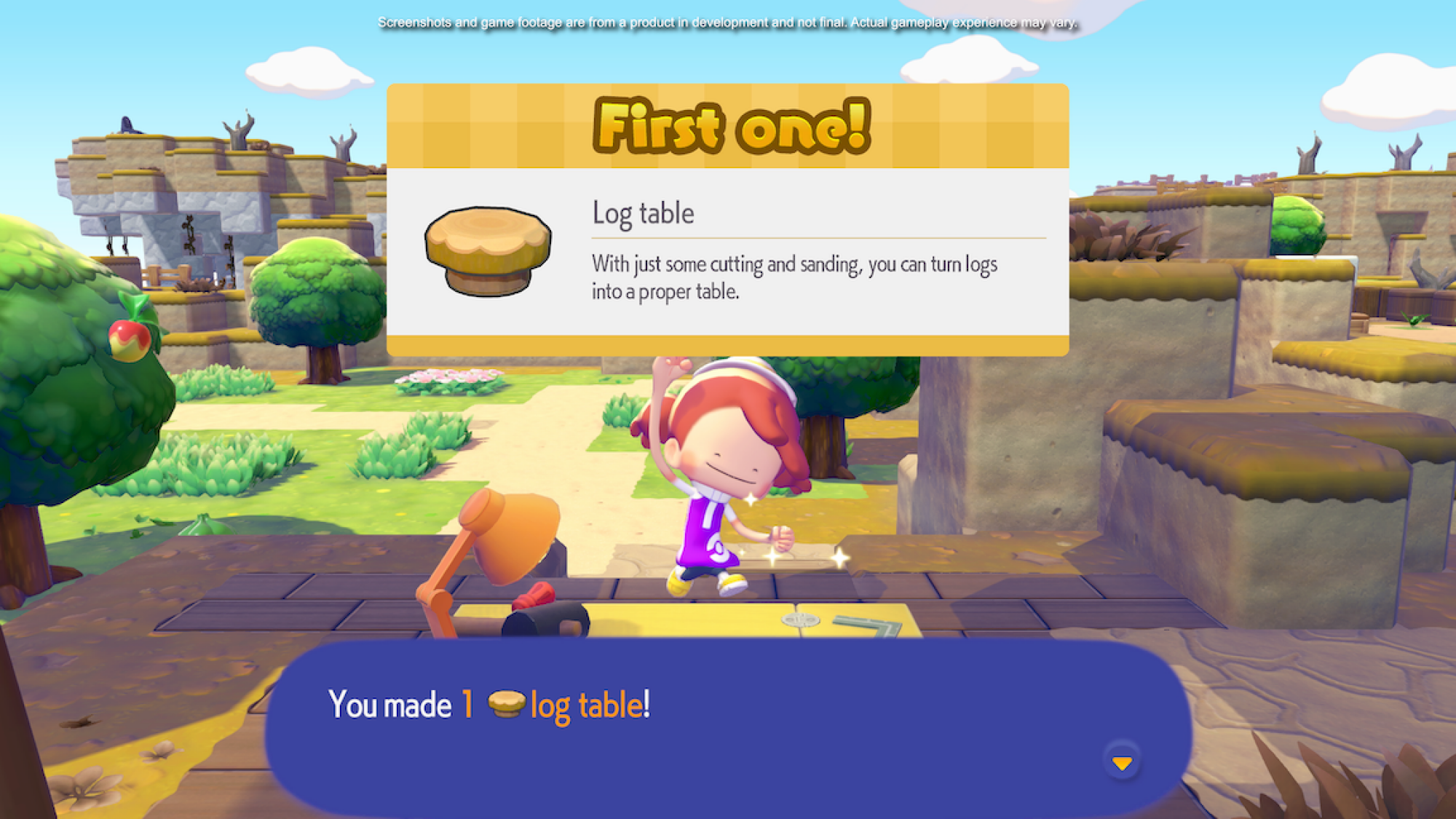 Ditto receiving a log table they built in Pokemon Pokopia