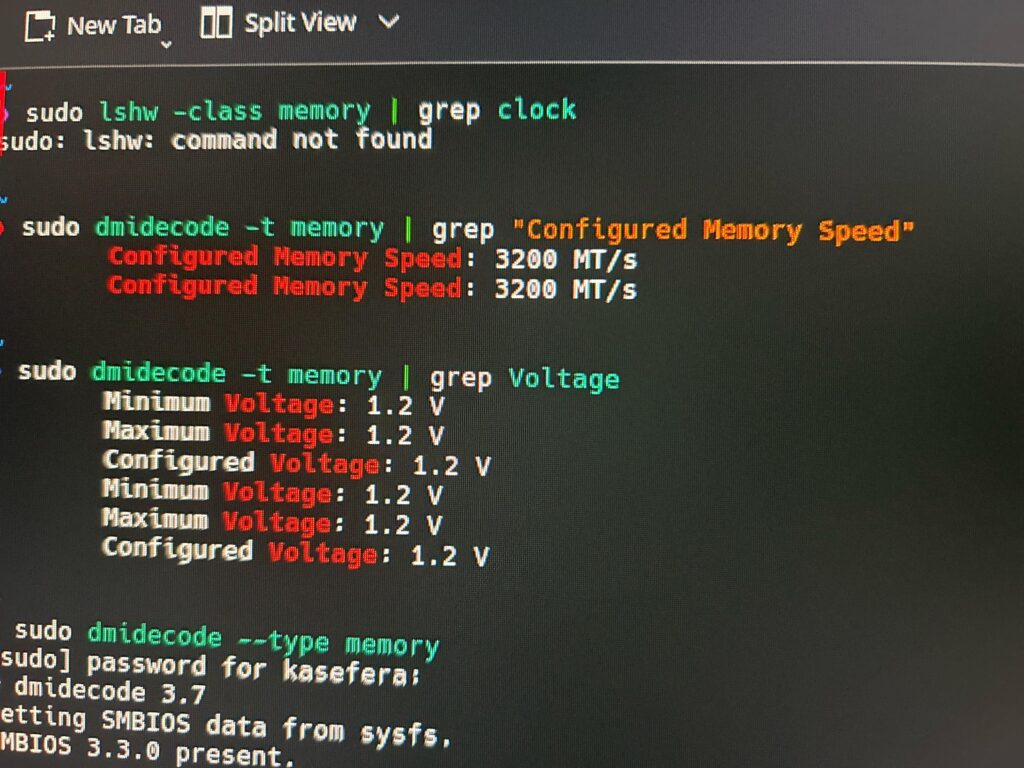 RAM voltage in terminal is wrong