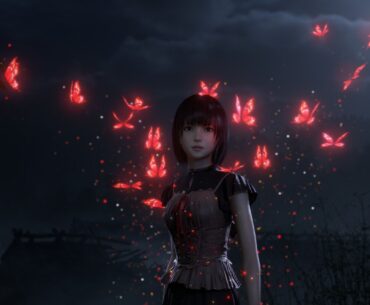 Mio stands in front of a fleet of red butterflies