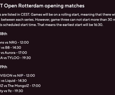 opening matches of BLAST Open Rotterdam