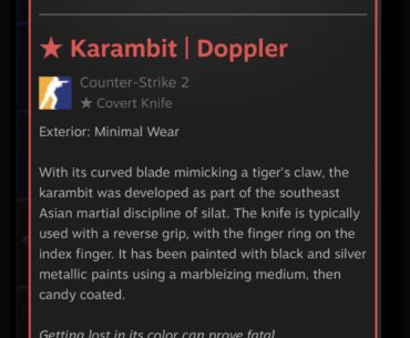 Trading knife, Karambit Doppler phase 1