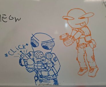 Someone drew a CT and a T in the break room