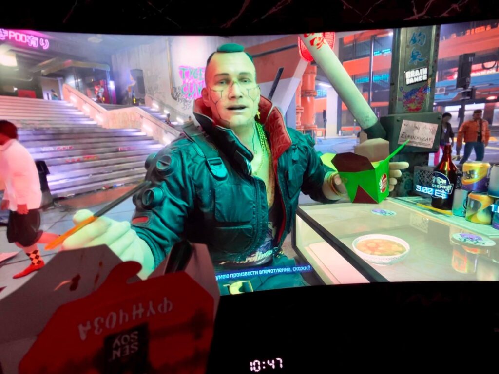 Eating noodles with Jackie