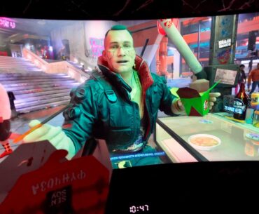 Eating noodles with Jackie