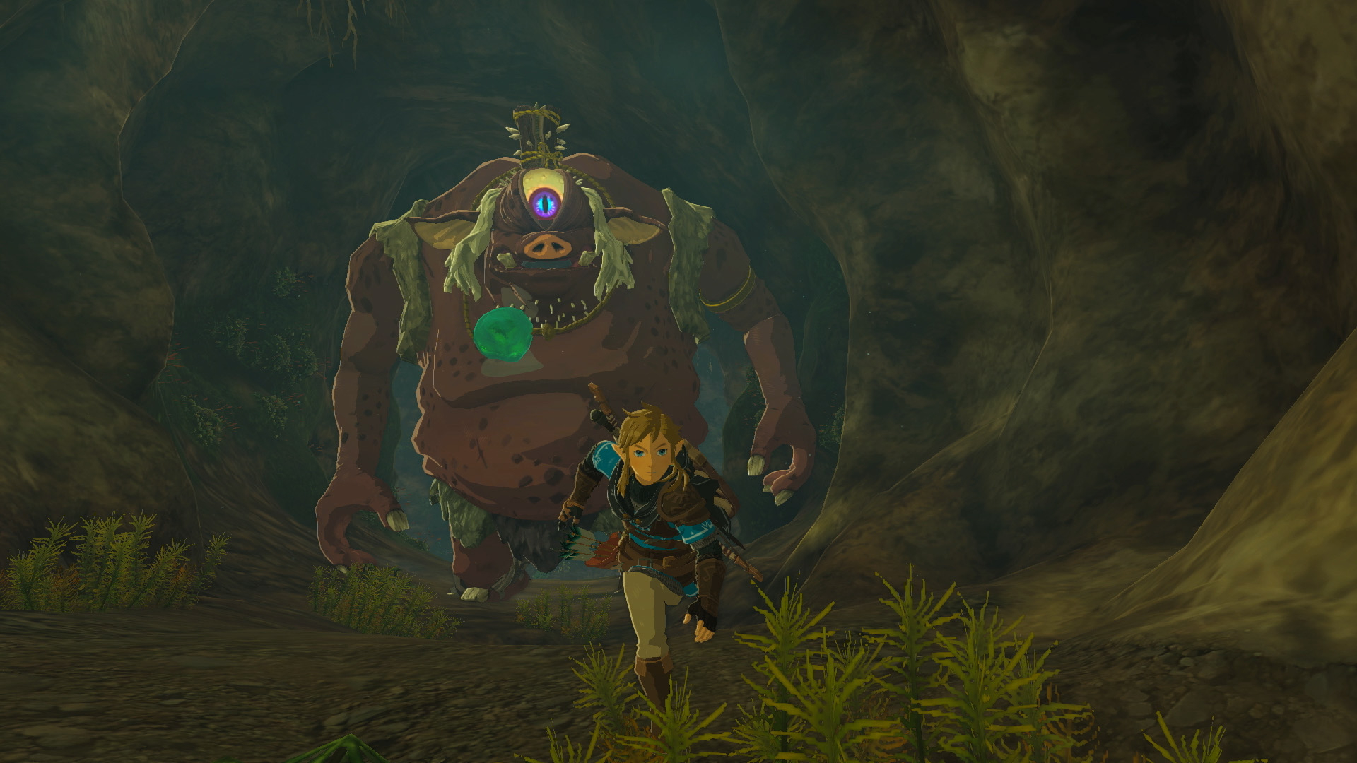 Link running away from a monster