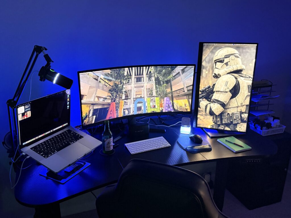 Standing Desk Triple-Monitor Mac Workstation