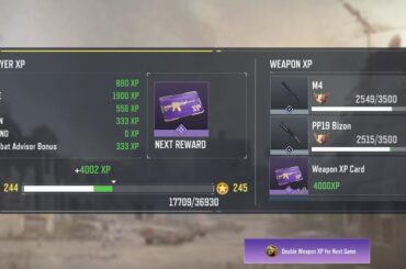 Weapon won't rank/xp up