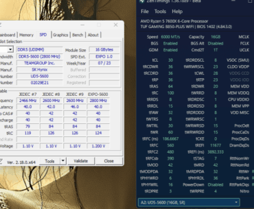 R5 7600x - ram overclocking from 5600mhz cl 40 to 6000mhz cl30 - vsoc 1.25 - max temp 42°c