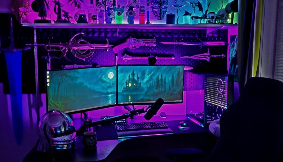 My 2026 battlestation. IKEA Skadis armory wall was a pretty good idea I think.