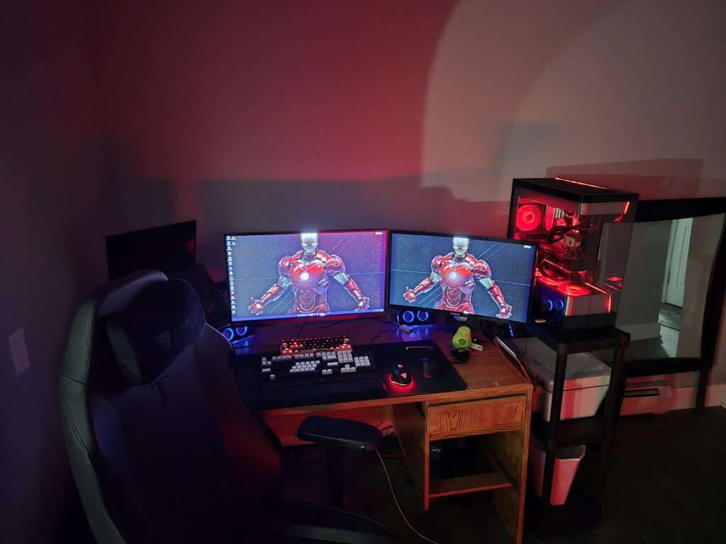 Upgraded from a laptop to pc. Still need a bigger desk lol