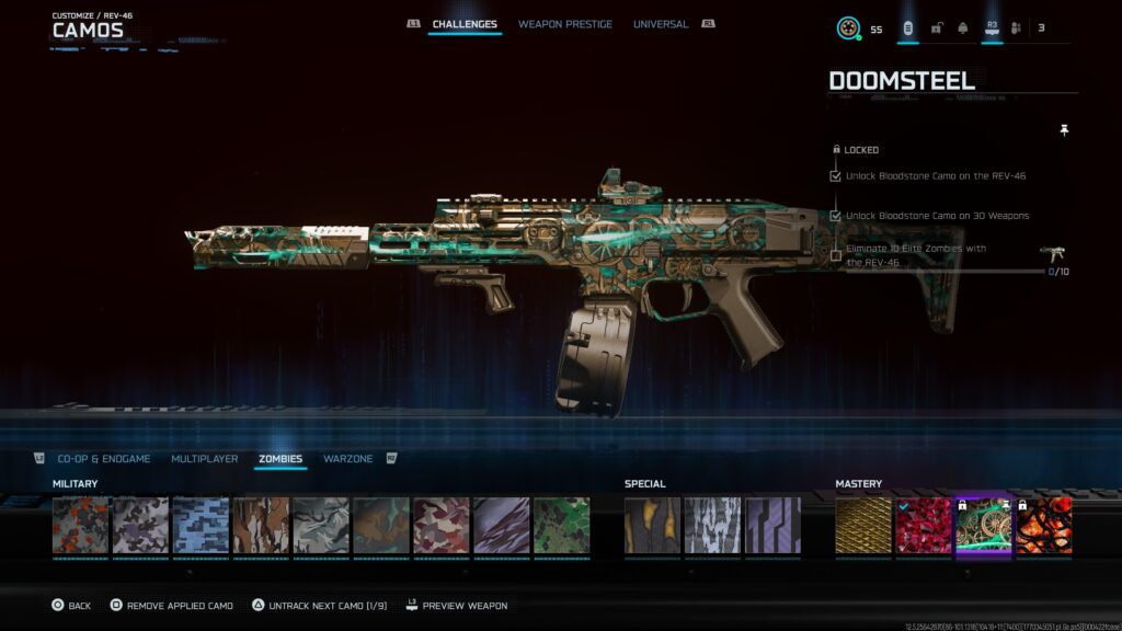 Rev-46 Doomsteel Camo Not Tracking Rev-46 Doomsteel Camo Not Tracking
