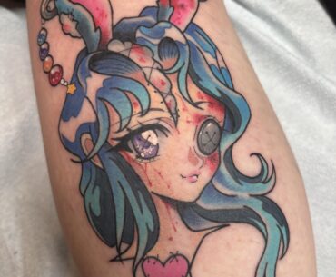 Mr. Peaks themed anime bunny girl tattoo, gum balls included.
