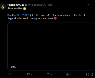 Passion UA announce try as their new AWPer