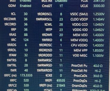 My final ram timings