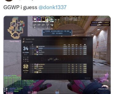 Fazery from Navi Junior after Donk's 95-38 on Faceit