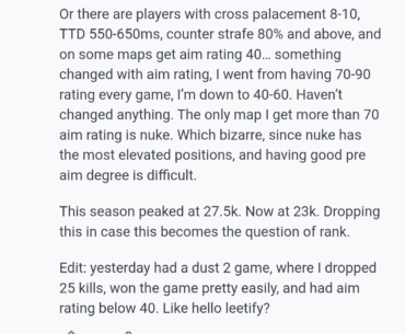 Leetify's "Aim Rating" is not an objective measurement of skill.  It calculates based off percentile.