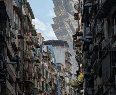 This view of The Grand Lisboa Hotel from the Streets of Macau