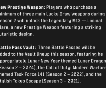 From the CODM blog post. The new Prestige is M13. And the next BP vault additions.
