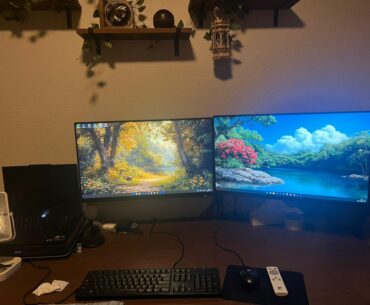 What should i put behind my monitors to cover up white wallpaper?