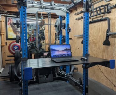A little different. My home office/home gym with adjustable height desk