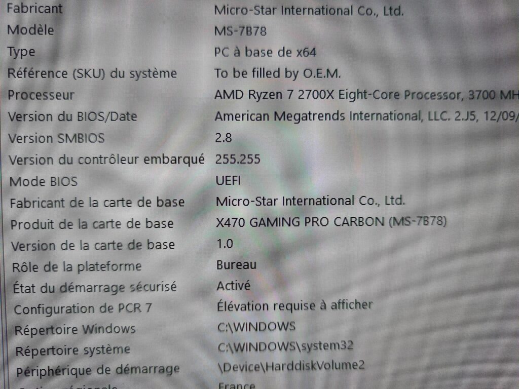 Lancement impossible malgré MAJ BIOS