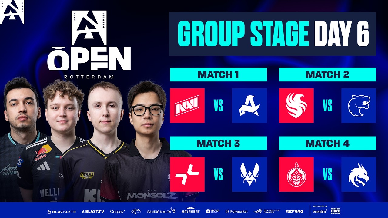 BLAST Open Rotterdam 2026, Day 6 – NAVI v Aurora, Falcons v FURIA, PARI v Vitality, MongolZ v Spirit BLAST Open Rotterdam 2026, Day 6 - NAVI v Aurora, Falcons v FURIA, PARI v Vitality, MongolZ v Spirit