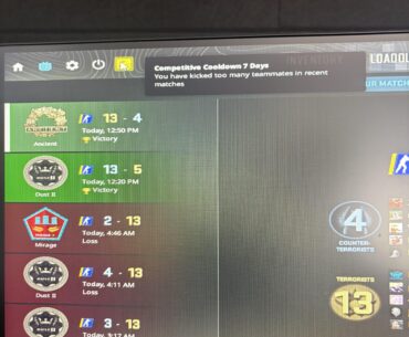 7 day cooldown after kicking a cheater on my team
