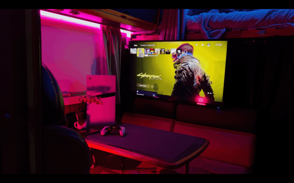 Battlestation in a cyberpunk van 🚐