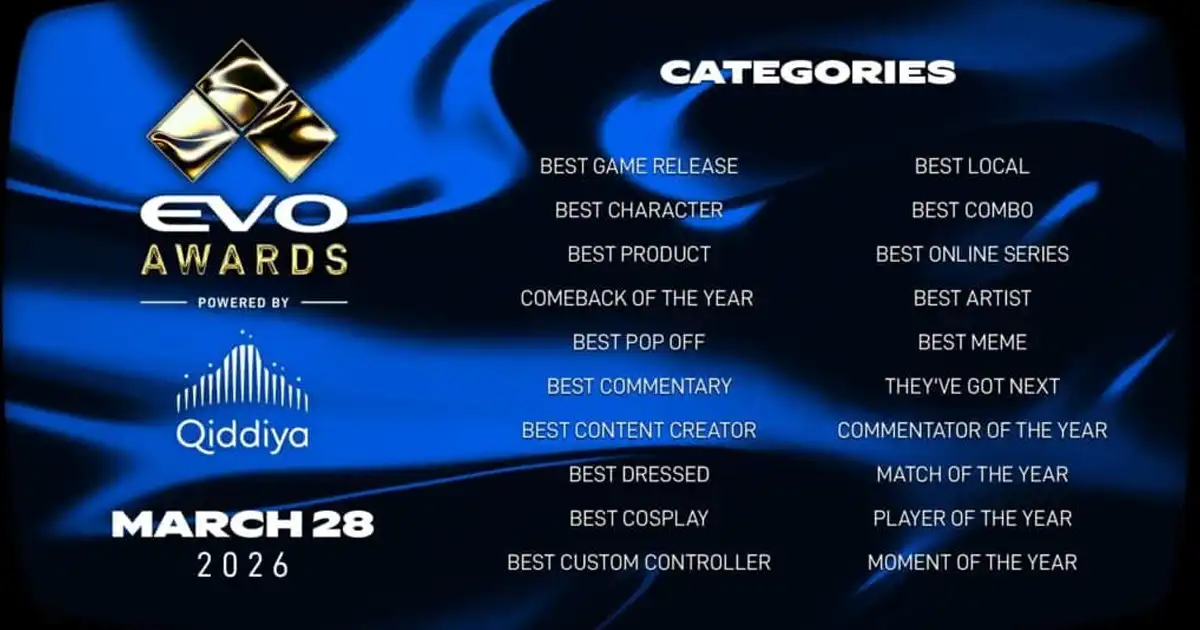 Evo Awards 2026 livestream begins at 3:30 p.m. PDT / 6:30 p.m. EDT Evo Awards 2026 livestream begins at 3:30 p.m. PDT / 6:30 p.m. EDT