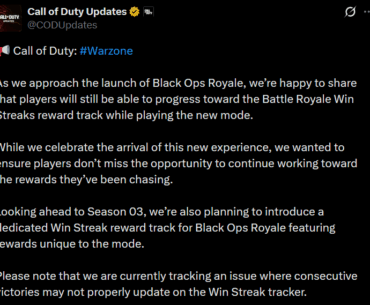Win Streak will still work with Black Ops Royale; and a dedicated Win Streak for the mode is planned for Season 03