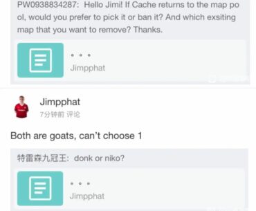 Jimpphat is chilling on Chinese CS platform and answering some questions by fans