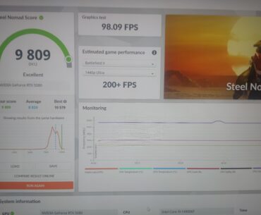 This is my run for today with an RTX 5080 overclocked with gpu tweak III and my i9-14900kf. 9809 points in 3dmark benchmark steel nomad at 4k.