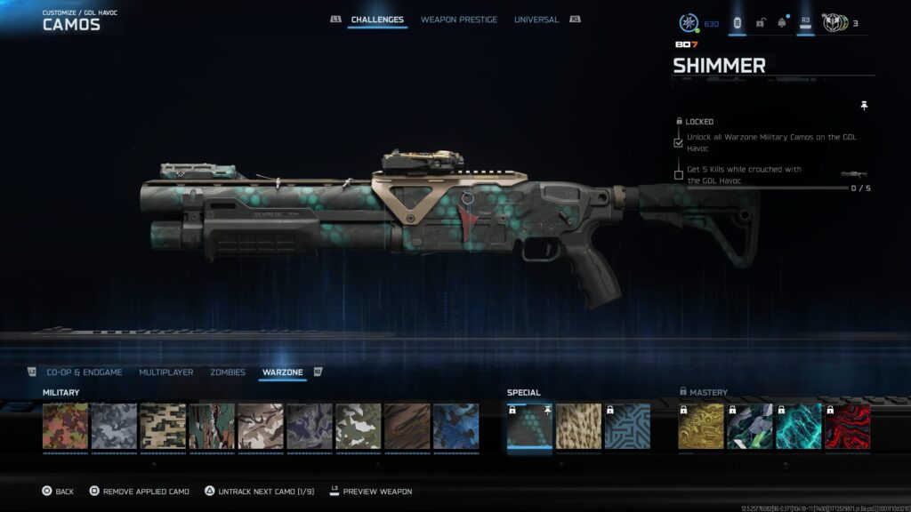 Has anyone earned the shimmer camo for the GDL HAVOC?? Or is cod still fukin broken af